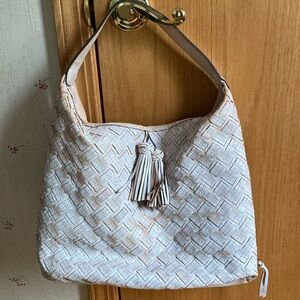 Patricia Nash White Braided Stitch Hobo Handbag